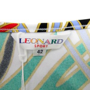 LEONARD SPORT カットソー 半袖 ラウンドネック 総柄 マルチカラー 42 XL 緑 黄 赤