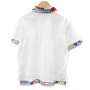 LEONARD SPORT ポロシャツ 半袖 ポロカラー 切替 ロゴ刺繍 42 XL 大きいサイズ マルチカラー 白 ホワイト /SM27