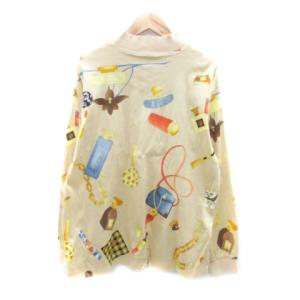 LEONARD SPORT カットソー ロンT オフネック 長袖 総柄 LL マルチカラー ベージュ