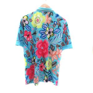 LEONARD SPORT ポロシャツ カットソー 半袖 総柄40 L マルチカラー 水色 ライトブルー /HO28 GY18