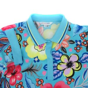 LEONARD SPORT ポロシャツ カットソー 半袖 総柄40 L マルチカラー 水色 ライトブルー /HO28 GY18