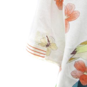 LEONARD SPORT ポロシャツ 半袖 ポロカラー 鹿の子 総柄 42 XL 大きいサイズ マルチカラー 白 ホワイト オレンジ