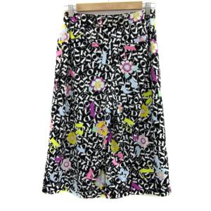 LEONARD SPORT ガウチョパンツ ワイドパンツ 七分丈 ロゴ総柄 40 L マルチカラー 黒 ブラック /YS9 GY18