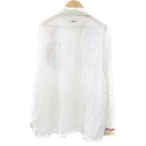 LEONARD SPORT シアーシャツ 長袖 刺繍 スパンコール 40 L 白 ホワイト /SM28 GY18