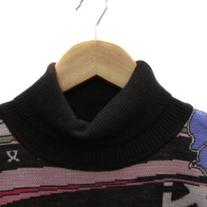 LEONARD SPORT ニット カットソー 長袖 タートルネック 総柄 大きいサイズ 42 XL マルチカラー 茶 ブラウン