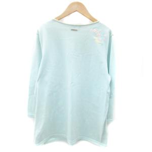 LEONARD SPORT ニット カットソー 七分袖 ラウンドネック ラインストーン ビーズ 刺繍 42 XL 大きいサイズ マルチカラー