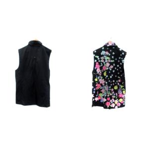 LEONARD SPORT ベスト スタンドカラー ミドル丈 花柄 リバーシブル 40 L マルチカラー 黒 ブラック /HO18