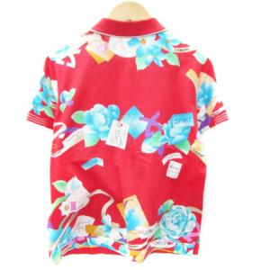 LEONARD SPORT ポロシャツ 半袖 ポロカラー 鹿の子 総柄 42 XL 大きいサイズ マルチカラー 赤 レッド /SM24