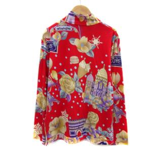 LEONARD SPORT カットソー 長袖 ハイネック 総柄 ドット柄 大きいサイズ 42 XL マルチカラー 赤 レッド /YS23