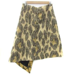 Acne Studios フレアスカート ひざ丈 変形 アシンメトリー  総柄 ウール モヘヤ混 34 XS ブラウン 茶 13J144