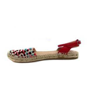 Longchamp サンダル ストラップサンダル エスパドリーユ ドット柄 38 24cm マルチカラー オフホワイト