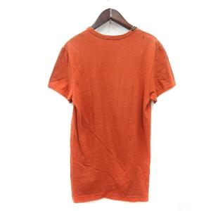 DOLCE&GABBANA カットソー Tシャツ クルーネック プリント 半袖 ダメージ加工 44 M オレンジ /MN GY19