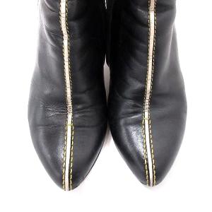 LOUIS VUITTON ショートブーツ ポインテッドトゥ チャンキーヒール レザー 35 22.5 黒 ブラック /RT GY19