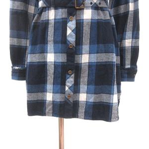 BURBERRY BLUE LABEL シャツワンピース ミニ チェック 長袖 38 M 紺 ネイビー 白 ホワイト 黒 ブラック /MS GY19