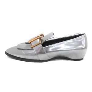 TOD'S ローファー エナメル ローヒール 35 22ｃｍ 銀色 シルバーカラー /MS GY19