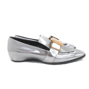 TOD'S ローファー エナメル ローヒール 35 22ｃｍ 銀色 シルバーカラー /MS GY19