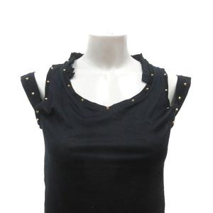 GUCCI タンクトップ スタッズ フリル M 黒 ブラック