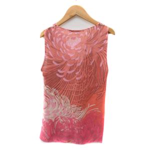 GUCCI ブラウス カットソー ノースリーブ シースルー 総柄 38 M サーモンピンク