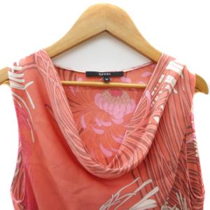 GUCCI ブラウス カットソー ノースリーブ シースルー 総柄 38 M サーモンピンク