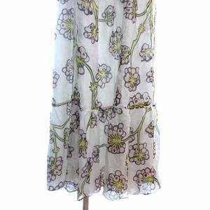 DIANE von FURSTENBERG キャミワンピース フレア ロング マキシ シフォン 総柄 絹 シルク XXS 白 ホワイト