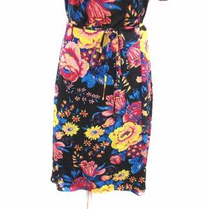 DIANE von FURSTENBERG ワンピース ひざ丈 カシュクール 花柄 半袖 絹 シルク 4 M マルチカラー /YK GY19