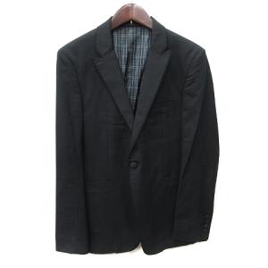 テーラードジャケット シングル 背抜き ウール M 黒 ブラック