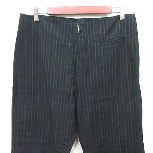 Yohji Yamamoto ワイドパンツ ストライプ 4 L 黒 ブラック YT-P04-030