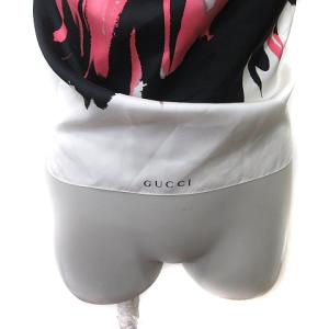 GUCCI ブラウス ホルターネック ドレープ ノースリーブ 総柄 絹 シルク マルチカラー