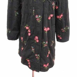 kate spade new york コート ジップアップ フード 裏ボア 花柄 刺しゅう S こげ茶 ダークブラウン