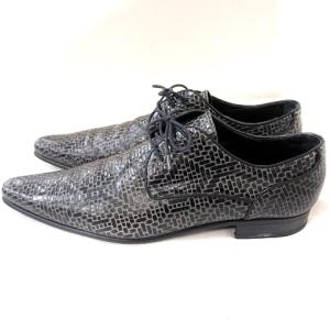 DOLCE&GABBANA ドレス シューズ レースアップ レザー メッシュ柄 総柄 6 26.0 黒 ブラック /RT GY19