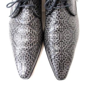 DOLCE&GABBANA ドレス シューズ レースアップ レザー メッシュ柄 総柄 6 26.0 黒 ブラック /RT GY19