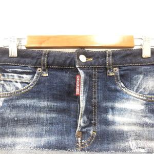 DSQUARED2 タイトスカート ミニ デニム ペイント加工 38 M 紺 ネイビー /MN GY19