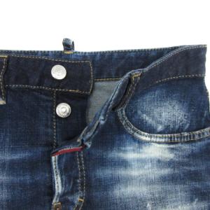 DSQUARED2 Cuff Mini Skirt デニムスカート タイトスカート ミニ丈 ペイント加工 ボタンフライ 38 M マルチカラー