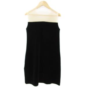 DAISY LIN ワンピース ミニ丈 ノースリーブ チュール 切替 ベロアドッキング 38 M 黒 ブラック ベージュ 06240