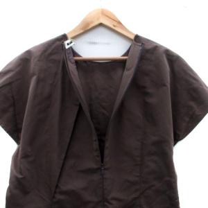 JIL SANDER ワンピース ラウンドネック フレンチスリーブ ミモレ丈 シルク混 36 S 茶色 ブラウン