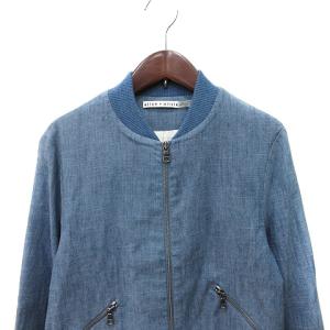 alice + olivia ジャケット ブルゾン 総裏地 ジップアップ 麻混 リネン混 XS 紺 ネイビー /YI GY19