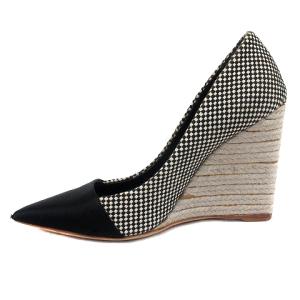 Christian Dior パンプス ポインテッドトゥ ウェッジソール コットン チェック 35 22cm 黒 ブラック /MN GY19