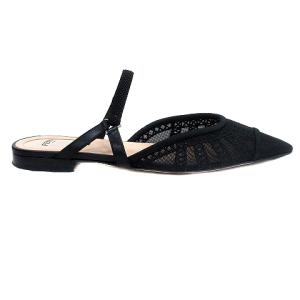 FENDI ミュール フラット ポインテッドトゥ レース 36 23cm 黒 ブラック