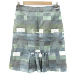 フレアスカート ミモレ丈 総柄 マルチカラー 42 XL グリーン 緑 /YM8 GY19