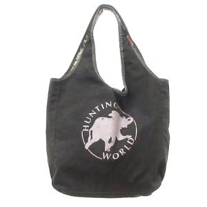 HUNTING WORLD トートバッグ ハンド スエード プリント 茶 ブラウン