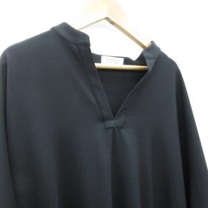 BARNEYS NEW YORK ワンピース ロング丈 七分袖 ドルマンスリーブ スリットネック F ブラック 黒