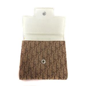 Christian Dior ヴィンテージ  二つ折り 財布 トロッター ロゴ プレート ベージュ 白 ホワイト