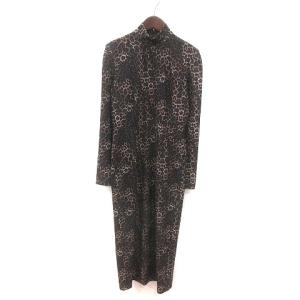 JOHN LAWRENCE SULLIVAN ワンピース ロング ハイネック ヒョウ柄 レオパード 長袖 M 茶 ブラウン ベージュ 黒 ブラック /MS