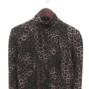 JOHN LAWRENCE SULLIVAN ワンピース ロング ハイネック ヒョウ柄 レオパード 長袖 M 茶 ブラウン ベージュ 黒 ブラック /MS