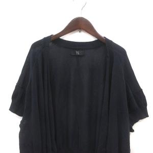 Y's カーディガン ニット アシンメトリー 五分袖 2 M 紺 ネイビー /MS GY12