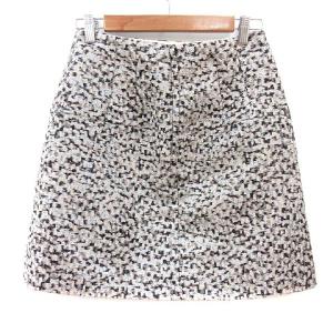 DOLCE&GABBANA フレアスカート ミニ 豹柄 レオパード ラメ 40 L グレージュ