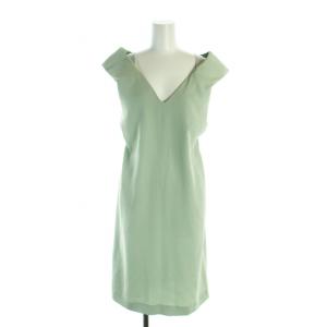 ミドルワンピース ノースリーブ ロゴ Vネック 38 S 緑 ライトグリーン S31CT0816 GY19