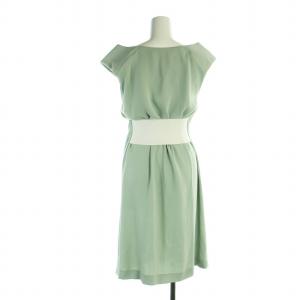 Martin Margiela 1 ミドルワンピース ノースリーブ ロゴ Vネック 38 S 緑 ライトグリーン S31CT0816 GY19