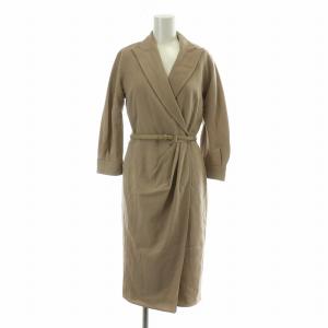 カシュクールワンピース ウール 38 ベージュ