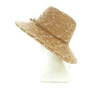 HELEN KAMINSKI ROMMY ストローハット タグ付き 麦わら帽子 ラフィア リボン ロゴ 茶 ブラウン GY19 /MQ